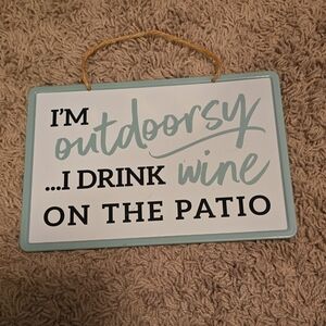 Outdoorsy Wine Patio Sign - Mint and White